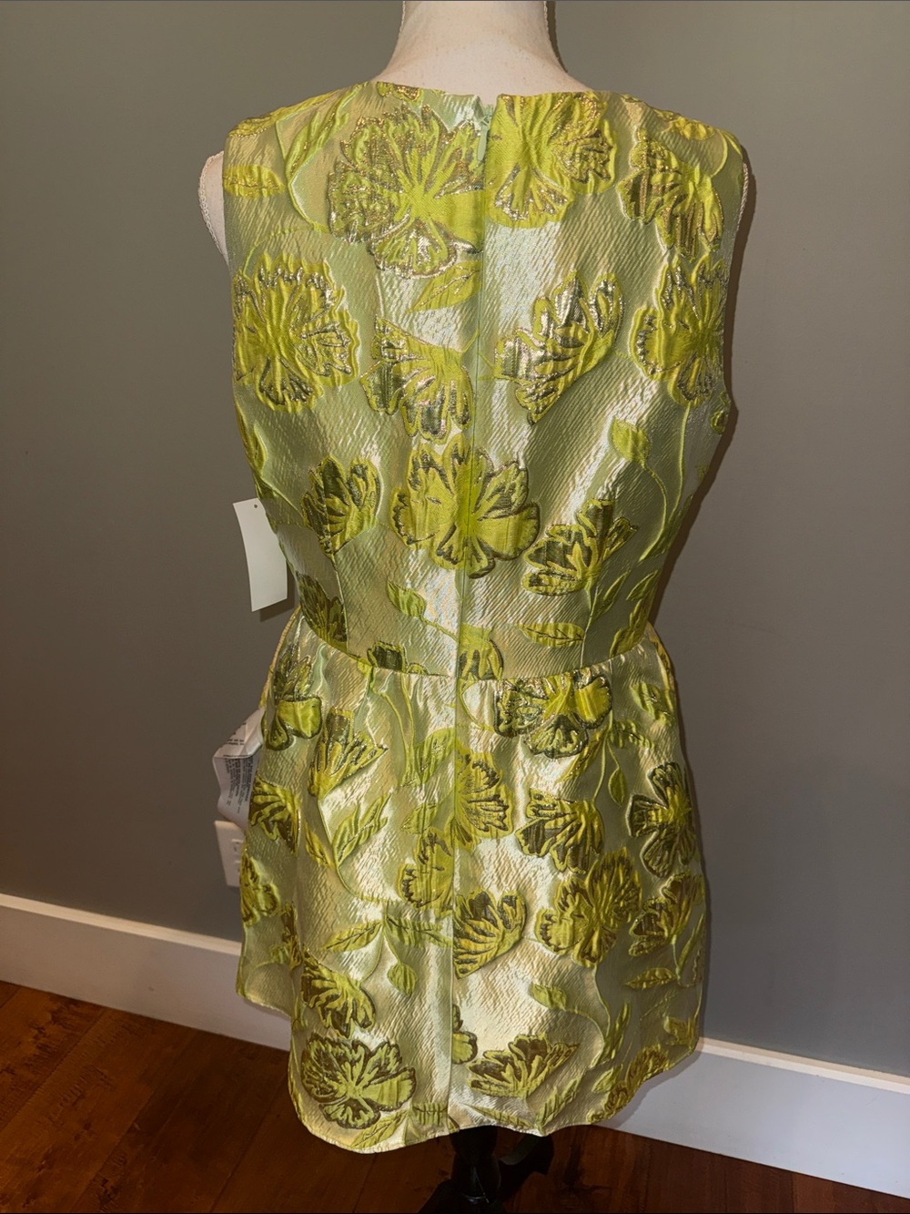 Dress the population party special occasion dress NWT metallic green floral - Picture 5 of 11